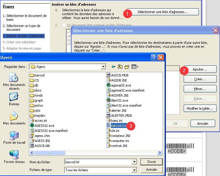 sélection du fichier barcod.txt